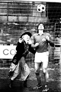 Lib - Football legend George Best giving actress Gudrun Ure some footballing tips during Lib - Football legend George Best giving actress Gudrun Ure some footballing tips during