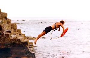 This lifeguard leaps into action during an exercise in July 1995 This lifeguard leaps into action during an exercise in July 1995