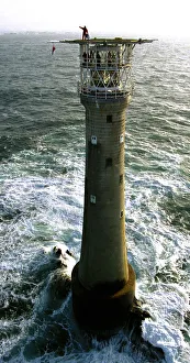 Lighthouse keeper Colin Jones seen here waiting on the helipad for the helicoptrt during Lighthouse keeper Colin Jones seen here waiting on the helipad for the helicoptrt during