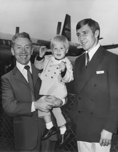 Lightweight boxer Ken Buchanan seen here being met by his father Lightweight boxer Ken Buchanan seen here being met by his father