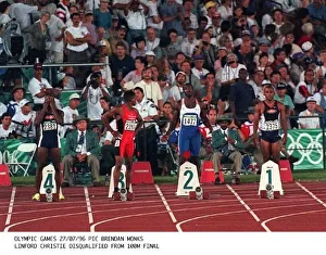 LINFORD CHRISTIE ATHLETICS IS DISQUALIFIED FROM THE 100M FINAL LINFORD CHRISTIE ATHLETICS IS DISQUALIFIED FROM THE 100M FINAL
