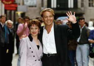 Linzi Hately actress with Jason Donovan at the London Palladium today where she is to Linzi Hately actress with Jason Donovan at the London Palladium today where she is to