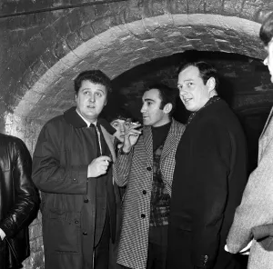 Lionel Bart, Alun Owen and Beatles manager Brian Epstein at the Cavern Club, Liverpool Lionel Bart, Alun Owen and Beatles manager Brian Epstein at the Cavern Club, Liverpool