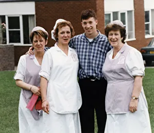Liverpool striker Robbie Fowler meets up with the dinner ladies at his old school Nugent Liverpool striker Robbie Fowler meets up with the dinner ladies at his old school Nugent