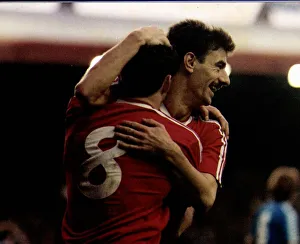 Liverpool's Ian Rush and John Aldridge celebrate a goal during a Division One match Liverpool's Ian Rush and John Aldridge celebrate a goal during a Division One match
