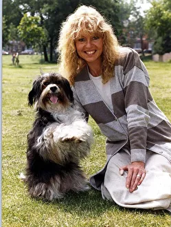 Liza Goddard actress with mongrel dog Pippin who starred in Woof childrens programme Liza Goddard actress with mongrel dog Pippin who starred in Woof childrens programme