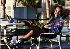 LLoyd Honeyghan Boxing Sitting on chair with legs on table LLoyd Honeyghan Boxing Sitting on chair with legs on table