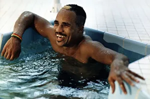 LLoyd Honeyghan Boxing Sitting in swimming pool LLoyd Honeyghan Boxing Sitting in swimming pool