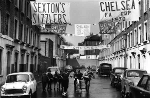Local Chelsea street scene as Chelsea get to the Cup Final in 1970 Local Chelsea street scene as Chelsea get to the Cup Final in 1970
