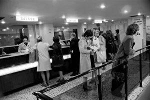 Local people queuing at a bank in Paris, France April 1975 75-2079-012 Local people queuing at a bank in Paris, France April 1975 75-2079-012