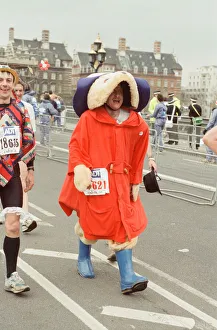 The London Marathon - 1991 Runners in fancy dress run over Westminster Bridge The London Marathon - 1991 Runners in fancy dress run over Westminster Bridge