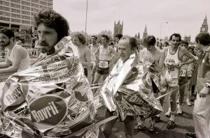 London Marathon runners at the end of the race. A©DM Fresco 09/05/1982 London Marathon runners at the end of the race. A©DM Fresco 09/05/1982
