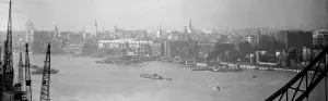 The London Skyline taken from Tower Bridge showing the Pool of London, Wren Churches The London Skyline taken from Tower Bridge showing the Pool of London, Wren Churches