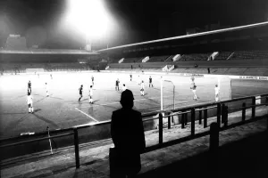 A lone policeman watches from the Upton Park terraces when West Ham played Castilla on a A lone policeman watches from the Upton Park terraces when West Ham played Castilla on a