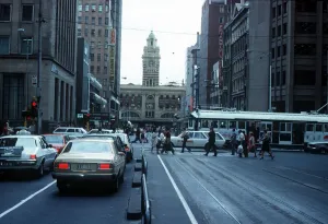 Looking south along Elizabeth Street in Central Melbourne Australia Looking south along Elizabeth Street in Central Melbourne Australia