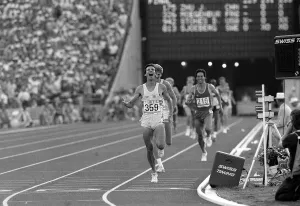 Los Angeles Olympic Games August1984 Sebastian Coe Sport Athletics Action Los Angeles Olympic Games August1984 Sebastian Coe Sport Athletics Action