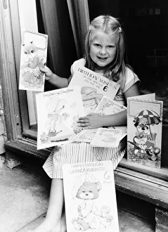Louise Brown Test Tube Girl Holding birthday cards on her sixth birthday July1984 Louise Brown Test Tube Girl Holding birthday cards on her sixth birthday July1984