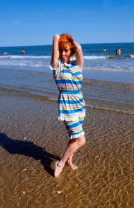 Lulu wearing Edwardian swimming costume August 1974 Lulu wearing Edwardian swimming costume August 1974