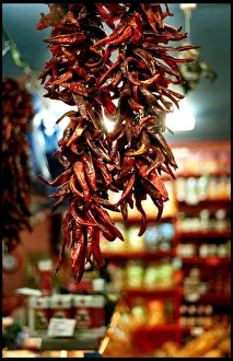 Lupe Pintos Deli October 1998 chillies hanging in shop owned by Doug Bell Lupe Pintos Deli October 1998 chillies hanging in shop owned by Doug Bell