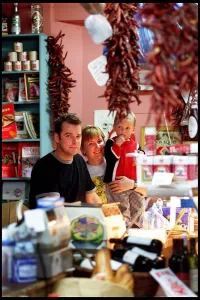 Lupe Pintos Deli October 1998 owned by Doug Bell and Rhoda Robertson with son Vincent Lupe Pintos Deli October 1998 owned by Doug Bell and Rhoda Robertson with son Vincent