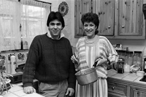 Lynda Bellingham at home in north London with her husband Nunzio. 24th February 1985 Lynda Bellingham at home in north London with her husband Nunzio. 24th February 1985