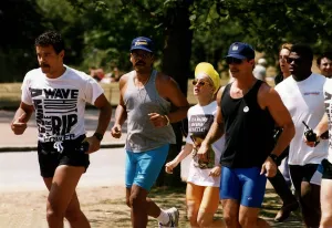 Madonna Pop Singer goes running with her eight minders in Hyde Park Madonna Pop Singer goes running with her eight minders in Hyde Park