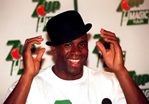 Magic Johnson 2nd September 1994. Pictured wearing bowler hat Magic Johnson 2nd September 1994. Pictured wearing bowler hat