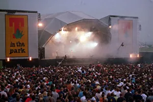 Main stage and fans at T in the Park concert July 1997 Kinross Main stage and fans at T in the Park concert July 1997 Kinross