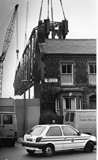 The main supporting girder for the new Kemlyn Road Stand is hoisted into place seen here The main supporting girder for the new Kemlyn Road Stand is hoisted into place seen here