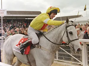 One Man with jockey Brian Harding at Cheltenham in March 1998 One Man with jockey Brian Harding at Cheltenham in March 1998
