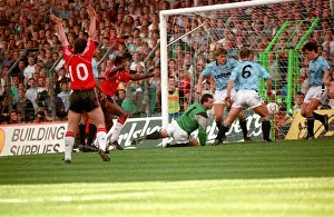 Manchester City 5 v Manchester United 1 mark Hughes celebrates scoring United' Manchester City 5 v Manchester United 1 mark Hughes celebrates scoring United'