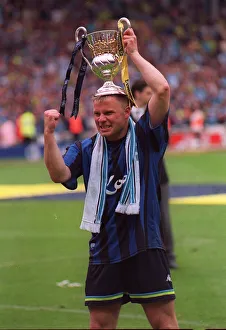 Manchester City captain Andy Morrison May 1999 celebrates with trophy Manchester City captain Andy Morrison May 1999 celebrates with trophy