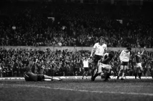 Manchester United 0 v. Leeds United 1. Division One Football. February 1981 MF01-37-097 Manchester United 0 v. Leeds United 1. Division One Football. February 1981 MF01-37-097