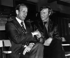 Former Manchester United and England footballer Bobby Charlton congratulate his brother Former Manchester United and England footballer Bobby Charlton congratulate his brother