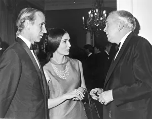 Manchester United footballer Bobby Charlton with his wife Norma talking to Prime Minister Manchester United footballer Bobby Charlton with his wife Norma talking to Prime Minister
