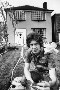 Manchester United footballer Brain Kidd in the garden of his home Manchester United footballer Brain Kidd in the garden of his home