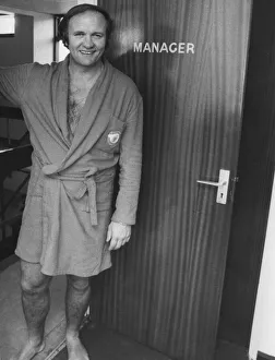 Manchester United manager Ron Atkinson stands at the doorway to the manager' Manchester United manager Ron Atkinson stands at the doorway to the manager'