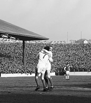 Manchester United star George Best is celebrates with team mate Denis Law after scoring Manchester United star George Best is celebrates with team mate Denis Law after scoring