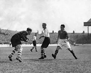 Manchester United v. Charlton. Bartram, Charlton goalkeeper runs out to save Manchester United v. Charlton. Bartram, Charlton goalkeeper runs out to save