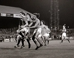 Manchester United v St Etienne - October 1977 players in action during the match Manchester United v St Etienne - October 1977 players in action during the match