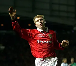 Manchester United v Valencia Football Champions League 1999 Paul Scholes celebrates Manchester United v Valencia Football Champions League 1999 Paul Scholes celebrates