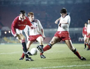 Manchester United Youth v York Youth. York's Paul Mockler tries to stop a shot Manchester United Youth v York Youth. York's Paul Mockler tries to stop a shot