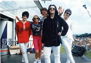 The Manic Street Preachers pictured at the Radio One roadshow with DJ Jakki Brambles - L The Manic Street Preachers pictured at the Radio One roadshow with DJ Jakki Brambles - L