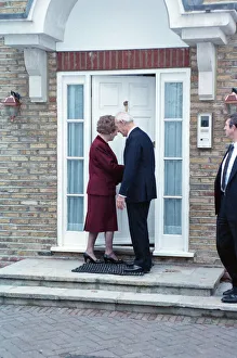 Margaret and Denis Thatcher at their new home in Dulwich. 28th November 1990 Margaret and Denis Thatcher at their new home in Dulwich. 28th November 1990