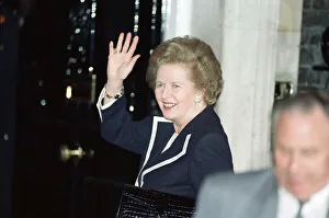 Margaret Thatcher at 10 Downing Street after John Major won the Conservative leadership Margaret Thatcher at 10 Downing Street after John Major won the Conservative leadership