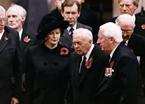 Margaret Thatcher with 3 other ex-premiers on Remembrance Sunday paying respects at Margaret Thatcher with 3 other ex-premiers on Remembrance Sunday paying respects at