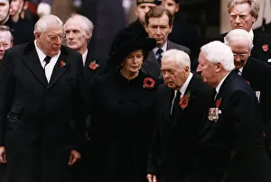 Margaret Thatcher with 3 other ex-premiers on Remembrance Sunday paying respects at Margaret Thatcher with 3 other ex-premiers on Remembrance Sunday paying respects at