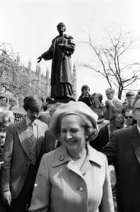 Margaret Thatcher April 1979 in Pankhurst Gardens Outside the houses of parliament Margaret Thatcher April 1979 in Pankhurst Gardens Outside the houses of parliament