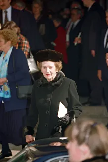 Margaret Thatcher attending the photographer Terence Donovan's memorial service at St Margaret Thatcher attending the photographer Terence Donovan's memorial service at St