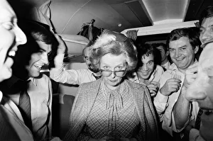 Margaret Thatcher British Prime Minister - December 1984 relaxes at an impromptu Margaret Thatcher British Prime Minister - December 1984 relaxes at an impromptu